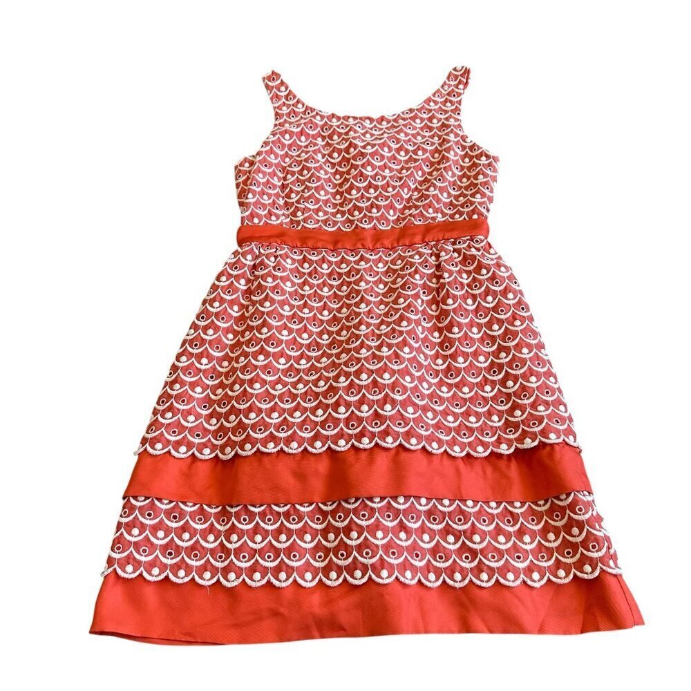 Anthropologie Leifsdottir Sweet Tangelo Scalloped Tiered Dress Silk Cotton Sz 0